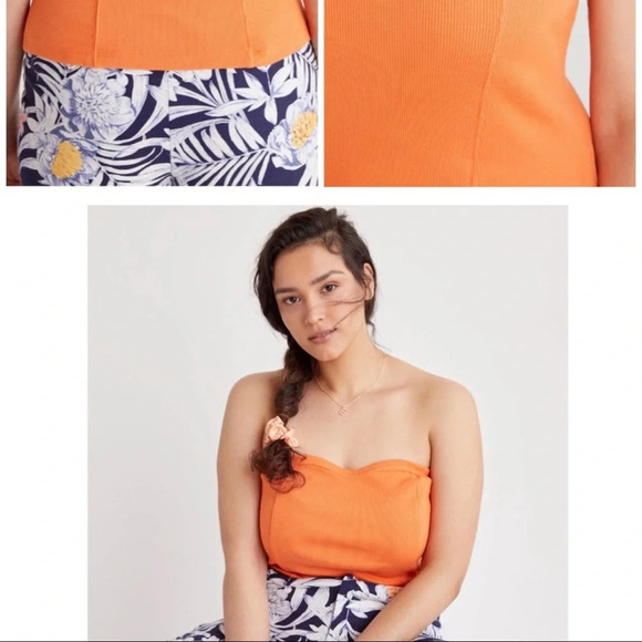 Anthropologie Classic Tube Top Orange Strapless Bright Colorful Shirt Tennesee - Picture 5 of 8